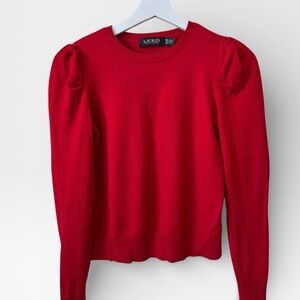 Ralph Lauren Red Ribbed Crewneck Sweater